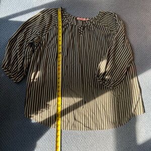 EVRI Women's Striped Blouse in Brown and White